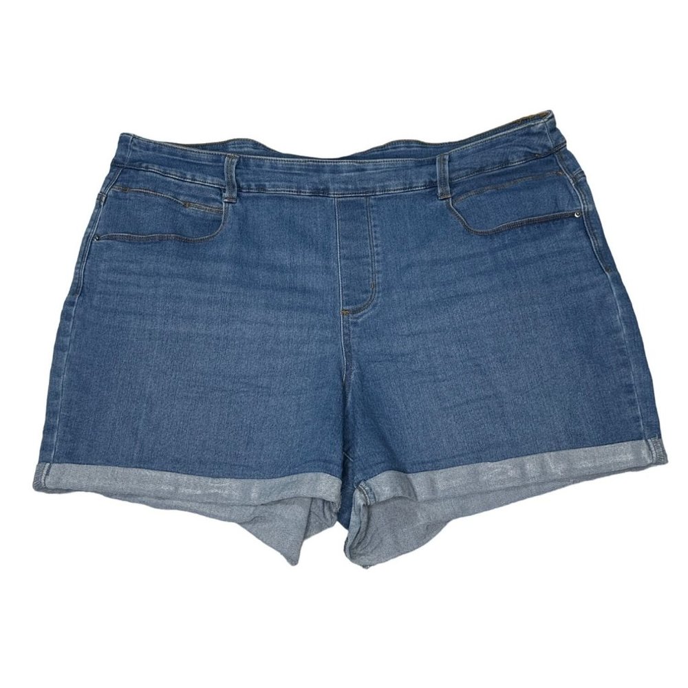Time And Tru Shorts Womens XXL 20 Blue Jean Denim Rolled Cuff Medium Wash
